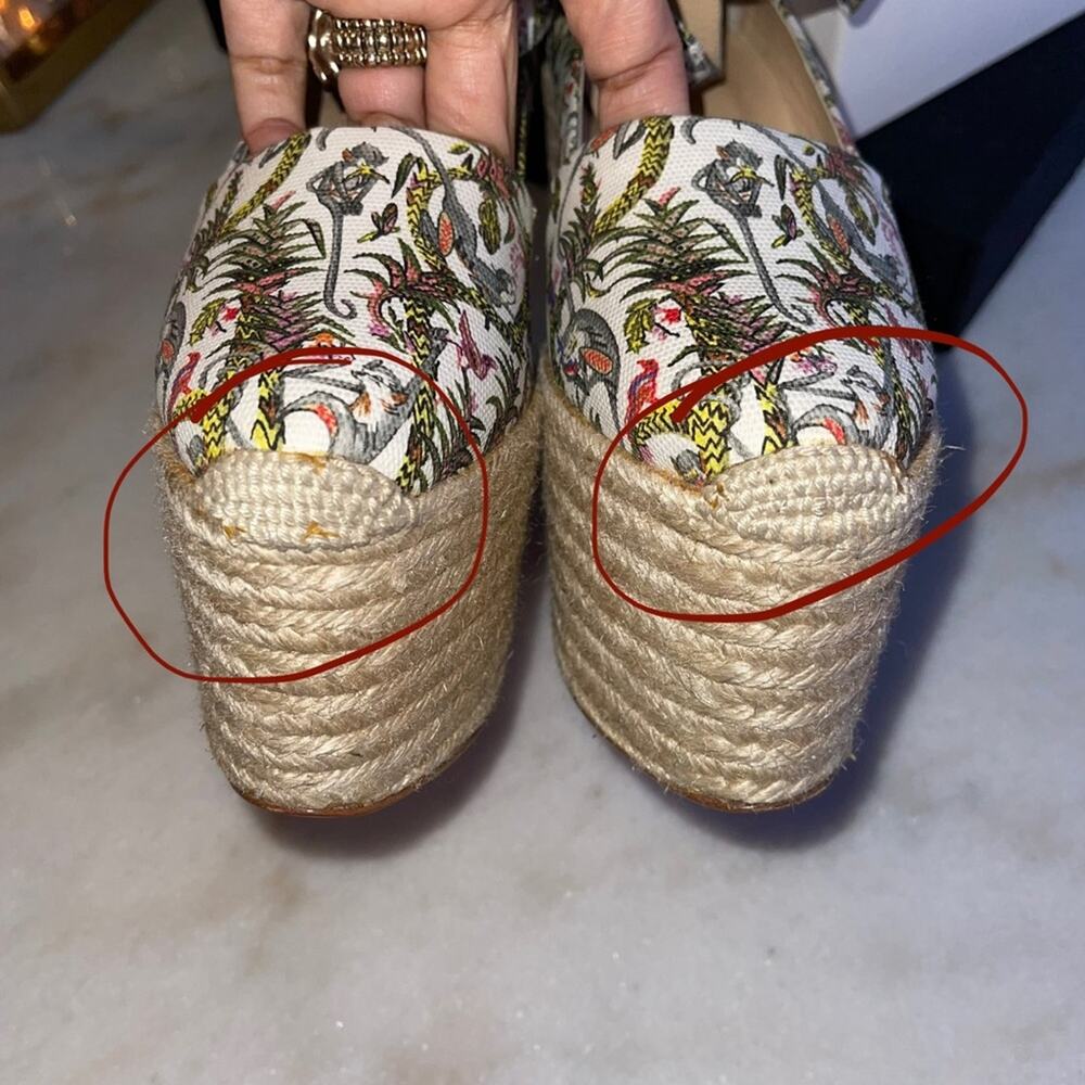 New Christian Louboutin 38 Tropical Jungle Print Espadrille Wedge - Picture 10 of 11